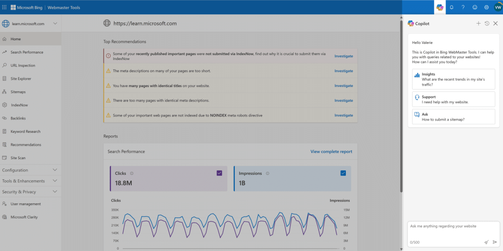 Bing Webmaster Tools: Copilot per migliorare l'ottimizzazione SEO 7 image 143