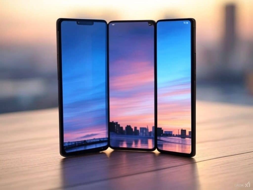 Samsung accelera su Galaxy Z Fold 7, S Pen migliorata e concorrenza Huawei-OPPO 6 Galaxy tri-fold grok render