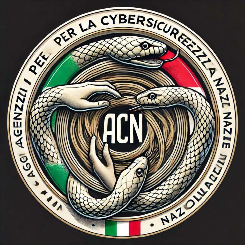 ACN, la guerra interna: NoName e Paragon svelano faide e malumori 2 DALL·E 2025 02 22 09.10.41 A figurative redesign of the logo of the Agenzia per la Cybersicurezza Nazionale ACN incorporating the concept of serpi in seno snakes in the bos
