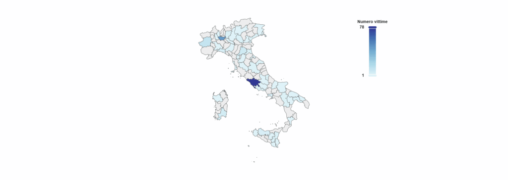 Figura 4 distribuzione geografica delle vittime appartenenti alla constituency