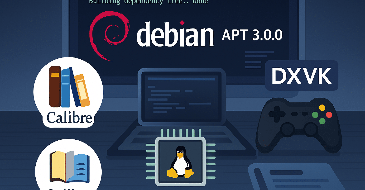 Aggiornamenti essenziali open-source: Debian APT 3.0.0, Calibre 8.2.1, kernel Linux 6.15 e DXVK 2.6.1