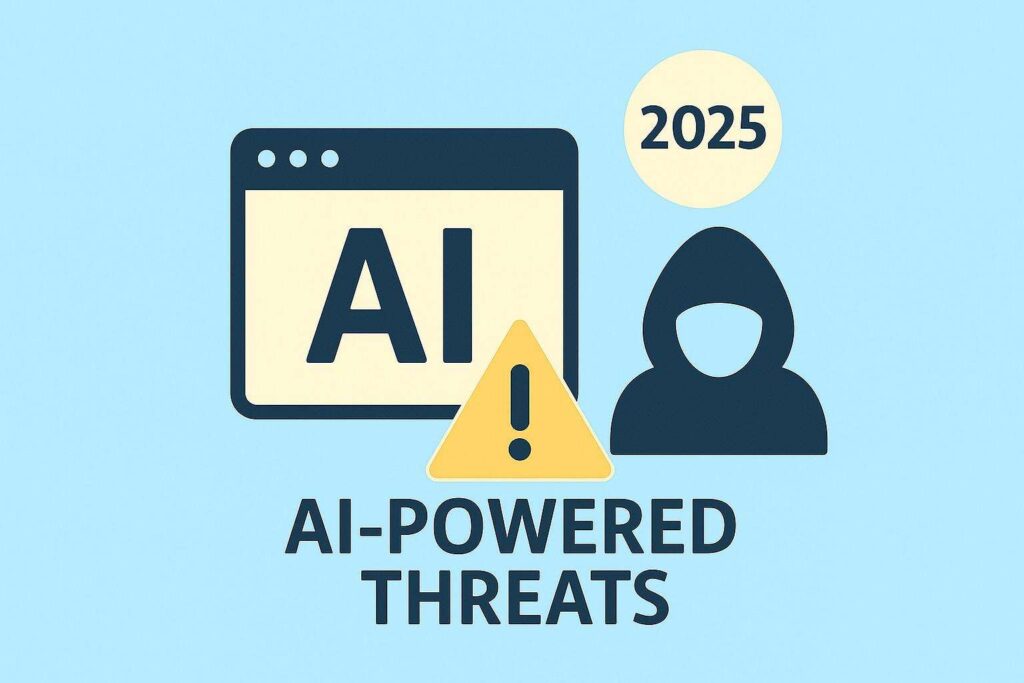 a computer screen with a person and a warning sign