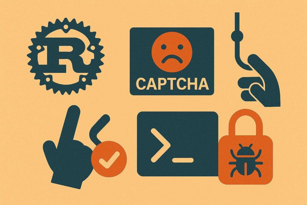 EDDIESTEALER: nuovo infostealer Rust nascosto dietro CAPTCHA falsi 2 a group of icons on a yellow background