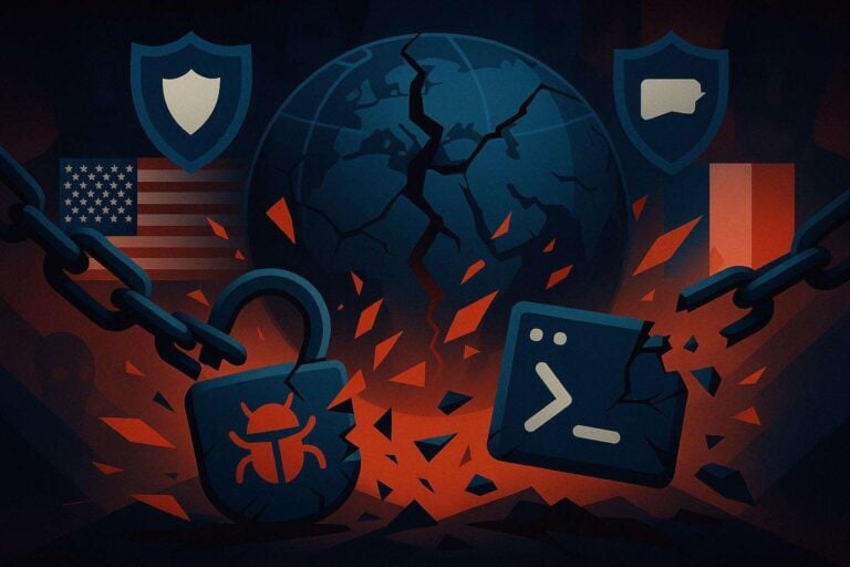 a broken earth with a broken lock and a flag