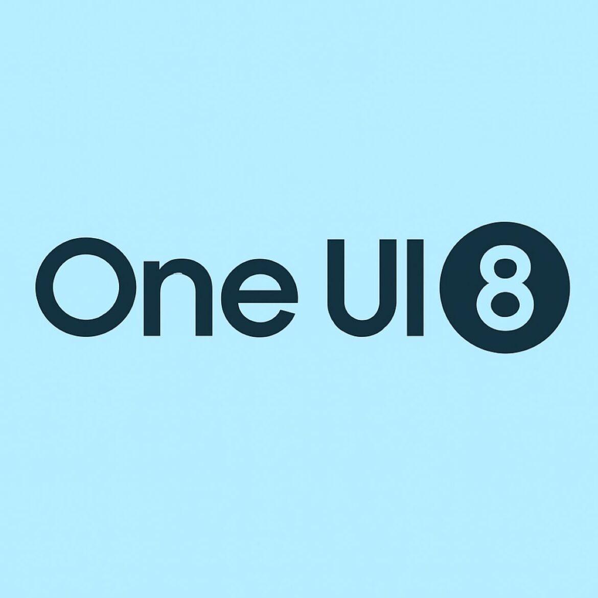 one ui 8 concept logo a blue background with black text