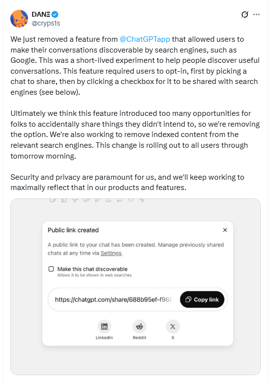 OpenAI rimuove le conversazioni degli utenti da Internet e prepara GPT-5 6 image 39