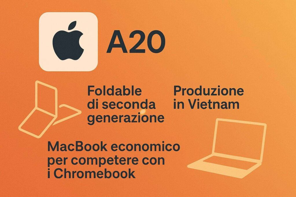 Apple rivoluziona la lineup con chip A20 foldable di seconda generazione produzione in Vietnam e MacBook economico per competere con i Chromebook