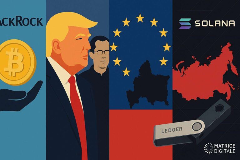 BlackRock accumula Bitcoin Trump grazia CZ UE sanziona la Russia Solana introduce sicurezza quantistica e Ledger lancia Nano Gen5