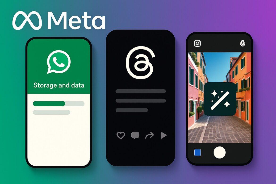 Meta potenzia WhatsApp con gestione storage per chat, Threads con post fantasma e Instagram con editing IA,