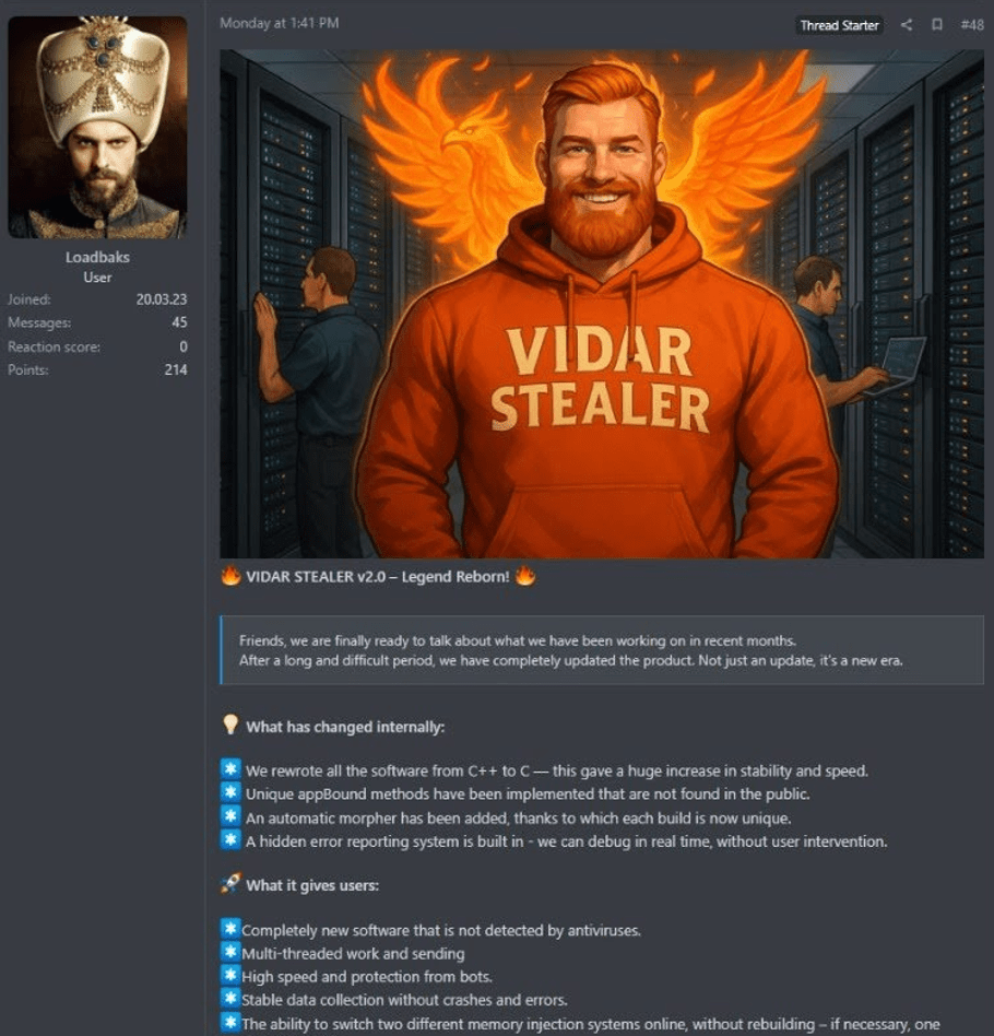 Vidar Stealer 2.0 evolve con furto dati multithread e evasione avanzata 6 image 660
