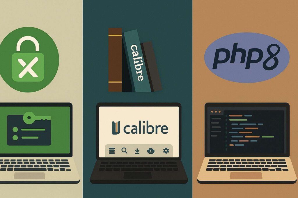 KeePassXC 2.7.11 Calibre 8.15 e PHP 8.5