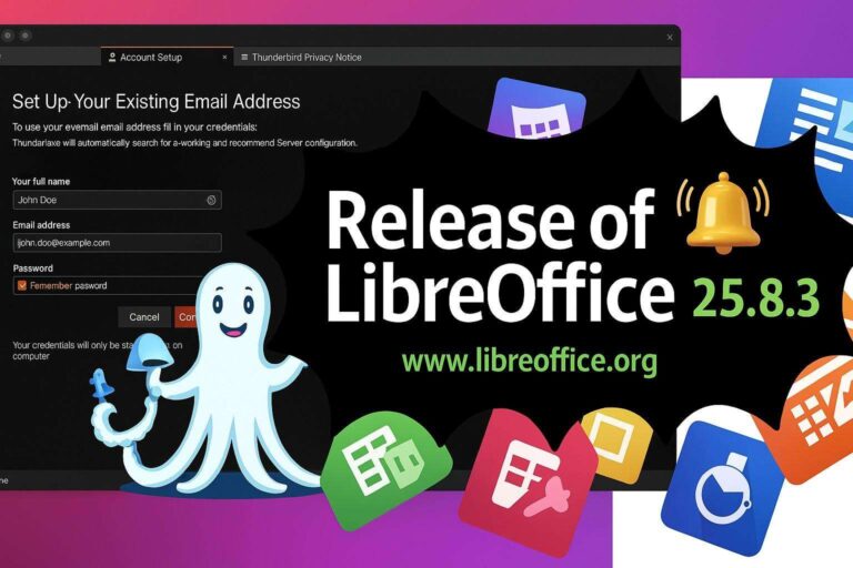 LibreOffice 25.8.3 e Thunderbird 145