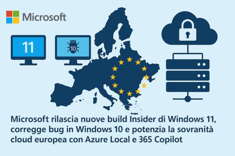 Microsoft rilascia nuove build Insider di Windows 11 corregge bug in Windows 10 e potenzia la sovranita cloud europea con Azure Local e 365 Copilot
