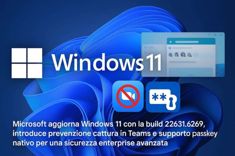 Windows 11 si aggiorna e Microsoft Teams propone prevenzione cattura schermo e passkey