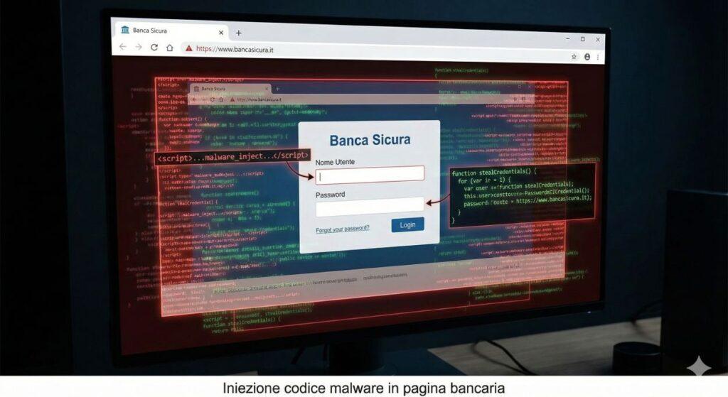 Guida completa agli attacchi man in the browser: Riconoscimento e difesa 7 Iniezione codice malware in pagina bancaria