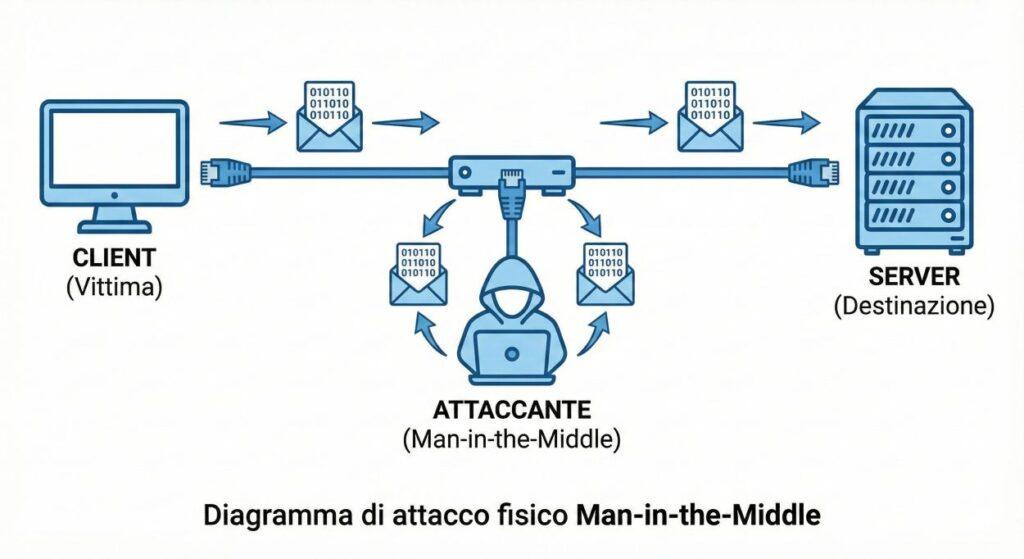 Man in the Middle vs Man in the Browser: le differenze che salvano il conto 6 Schema attacco Man in the Middle sulla rete
