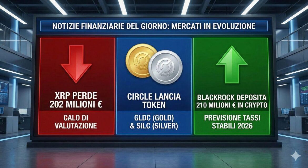 XRP perde 202 milioni Circle lancia token GLDC e SILC.