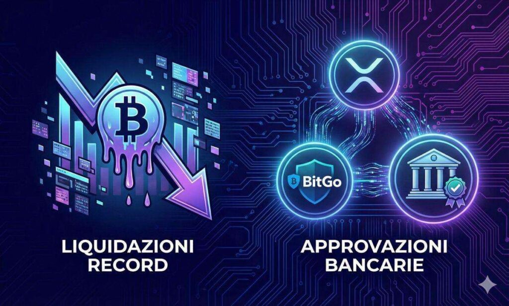 bitcoin liquidazioni record ripple bitgo approvazioni bancarie