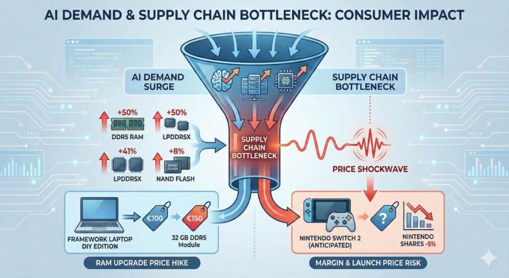 L'AI divora le risorse e rallenta Oracle, Nintendo e Framework 6 diagramma collo di bottiglia supply chain chip domanda AI