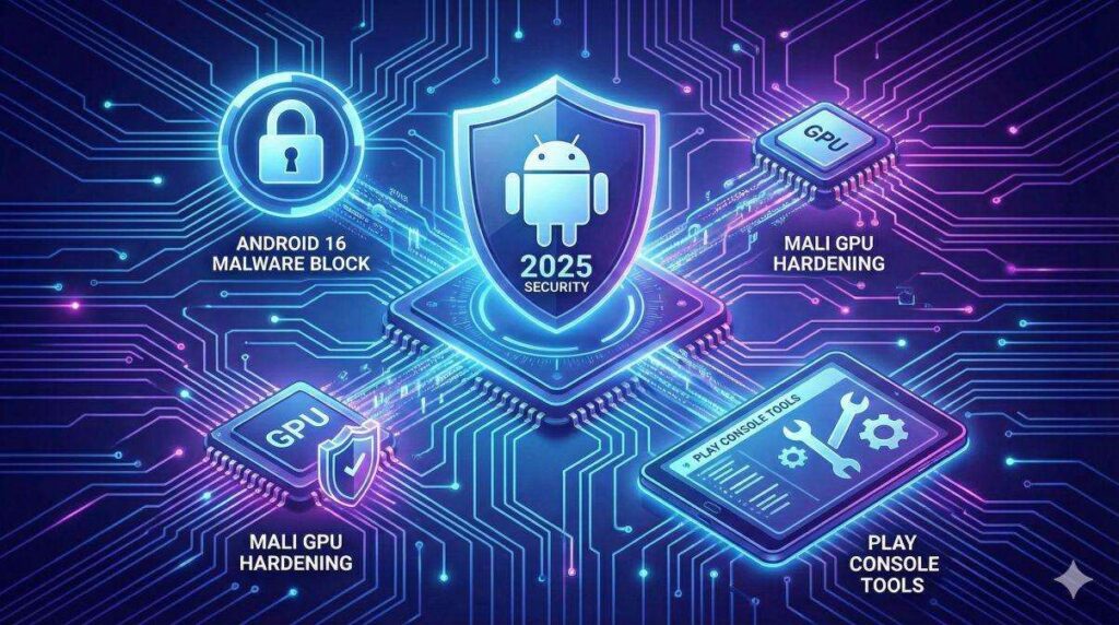 google sicurezza android 2025 malware gpu play console