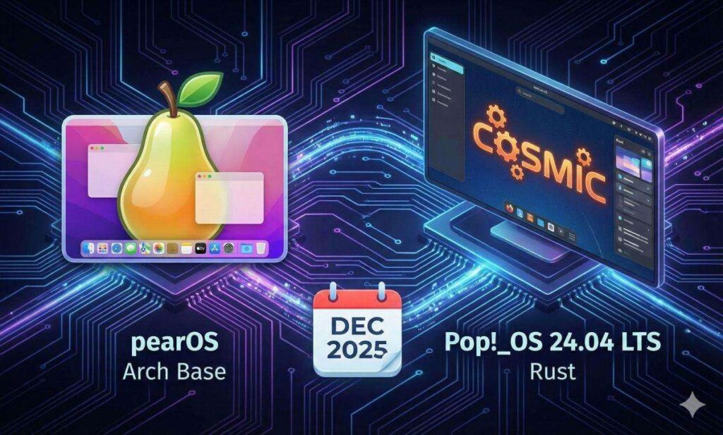 rilasci linux dicembre 2025 pearos arch cosmic pop os
