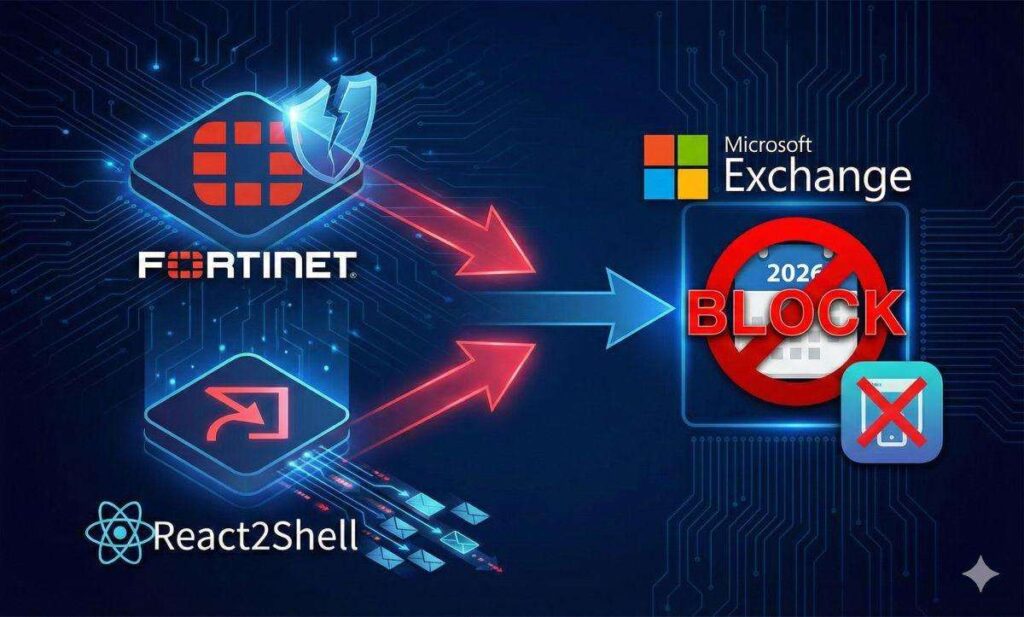 vulnerabilita fortinet react2shell exploit attacchi microsoft exchange
