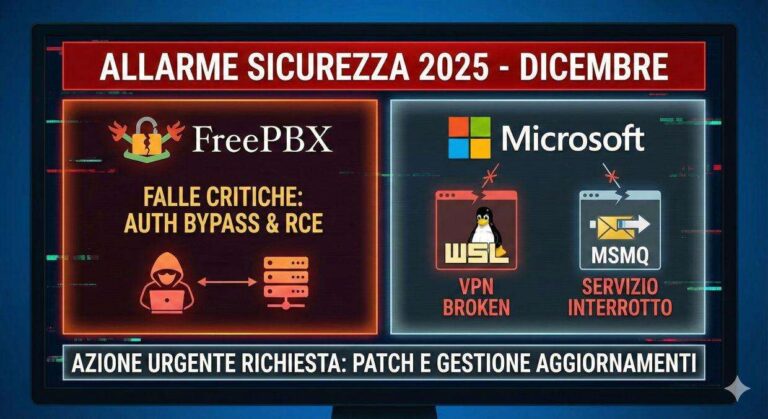 vulnerabilita freepbx bypass auth problemi microsoft wsl 2025