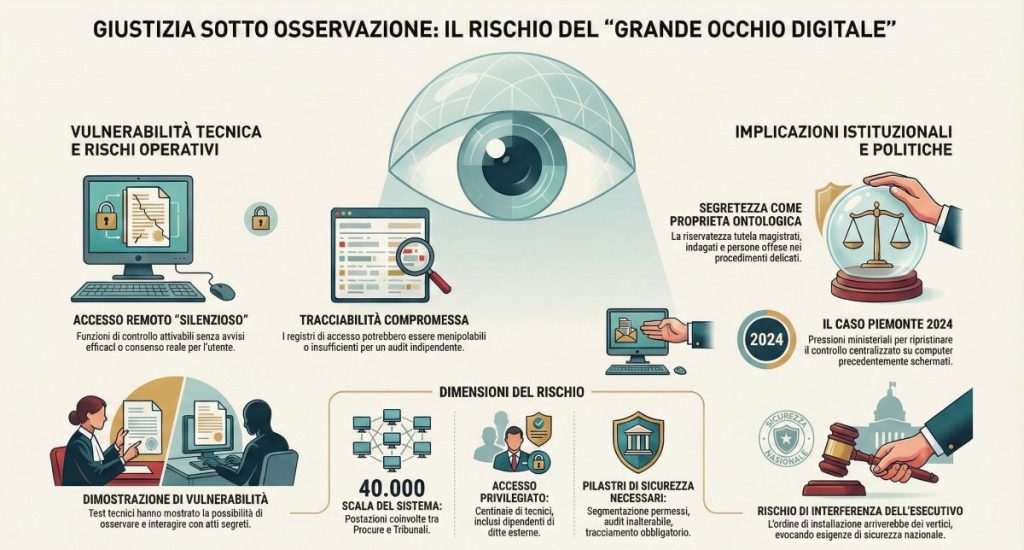 Il grande occhio digitale sulla giustizia: il caso Microsoft MECM e i 40.000 pc dei magistrati. ACN smentisce 16 infografica giustizia report