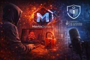 Matrice digitale sotto attacco informatico nel giorno del caso Garante Privacy