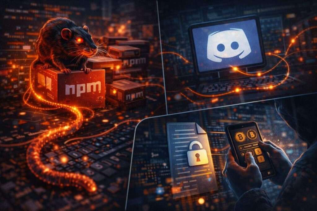 Tre pacchetti NPM maligni diffondono NodeCordRAT nella supply chain JavaScript 2 nodecordrat npm typosquatting