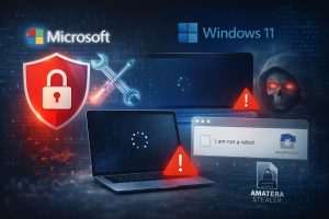 Microsoft patcha zero-day di Office: exploit attivi, boot loop in Windows 11 e fake CAPTCHA con Amatera stealer
