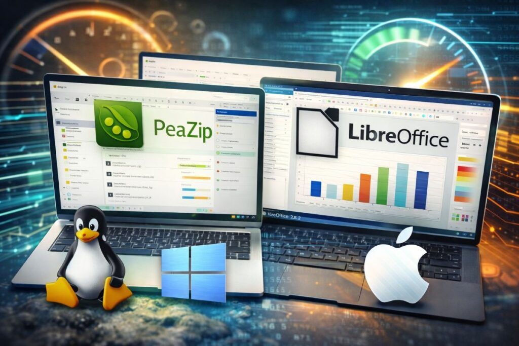 PeaZip 10.0 e LibreOffice 26.2