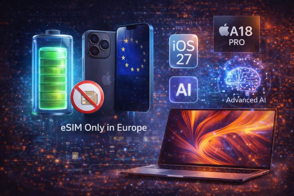 apple iphone esim europa macbook entry level a18 pro