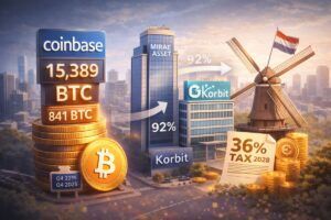 Coinbase accumula Bitcoin, Mirae Asset compra Korbit e l’Olanda prepara la tassa sul “non realizzato” crypto