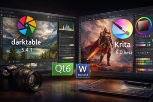 Rilasciati Darktable 5.4.1 e Krita 6 beta: stabilità fotografica e rivoluzione del testo nella pittura digitale