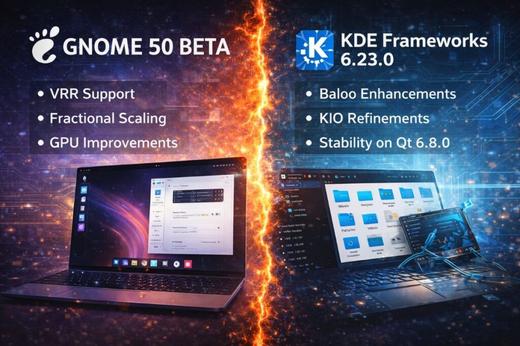 GNOME 50 beta e KDE Frameworks 6.23.0: il desktop Linux accelera tra grafica, accessibilità e stabilità 2 gnome 50 beta e kde frameworks 6 23 0