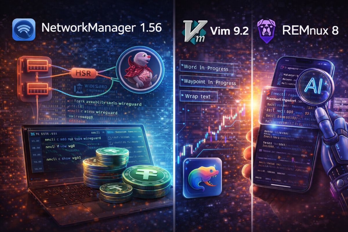 NetworkManager 1.56, WireGuard e Vim 9.2 forniscono un supporto tecnico ...