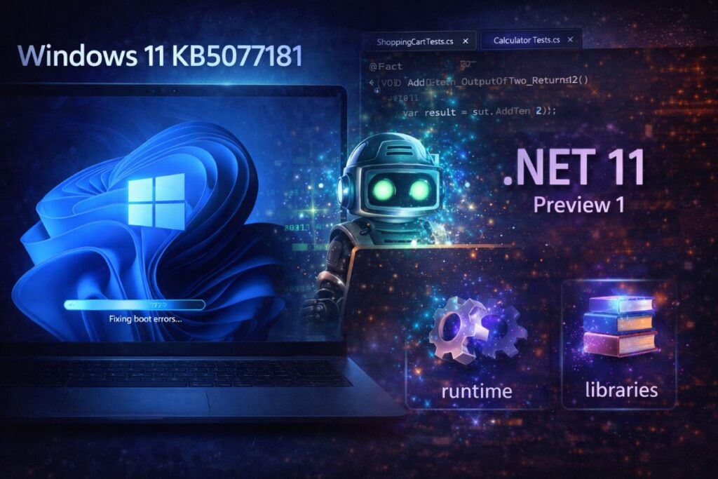 windows 11 kb5077181 dotnet 11 preview copilot