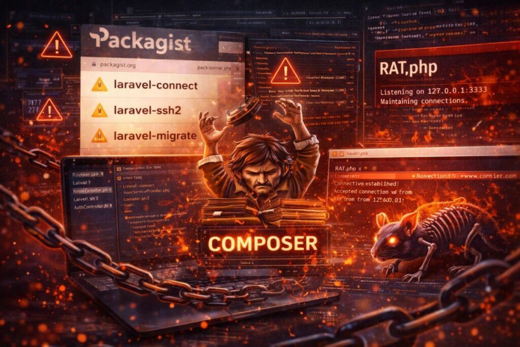 Minaccia su Packagist: scoperti pacchetti Laravel che nascondono un RAT PHP cifrato 2 allarme packagist pacchetti laravel rat php composer
