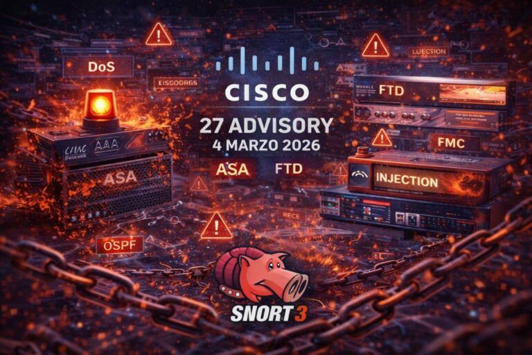cisco patch sicurezza asa ftd fmc 27 vulnerabilita