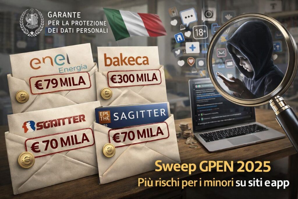 garante privacy sanzioni enel bakeca minori