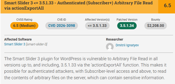 Allerta WordPress: 800mila siti a rischio "lettura file". Il plugin Smart Slider 3 è sotto attacco 3 image 770