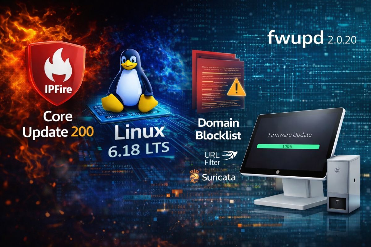 IPFire Core Update 200 e fwupd 2.0.20: novità e fix