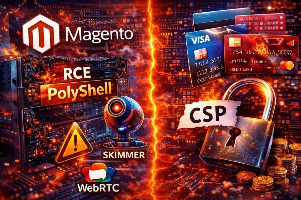 polyshell magento rce webrtc skimmer sicurezza
