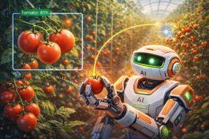 Robot agricolo AI raggiunge 81% successo raccolta pomodori con visione YOLO