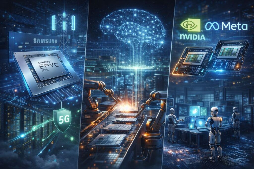 Samsung accelera verso il 2030: arrivano le reti AI-native e le fabbriche gestite da robot umanoidi 2 samsung amd nvidia reti ai native fabbriche ai driven 2030