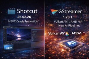 Video editing gratis: Shotcut risolve i crash HEVC e GStreamer lancia la trascrizione AI con Whisper 3 Video editing gratis: Shotcut risolve i crash HEVC e GStreamer lancia la trascrizione AI con Whisper