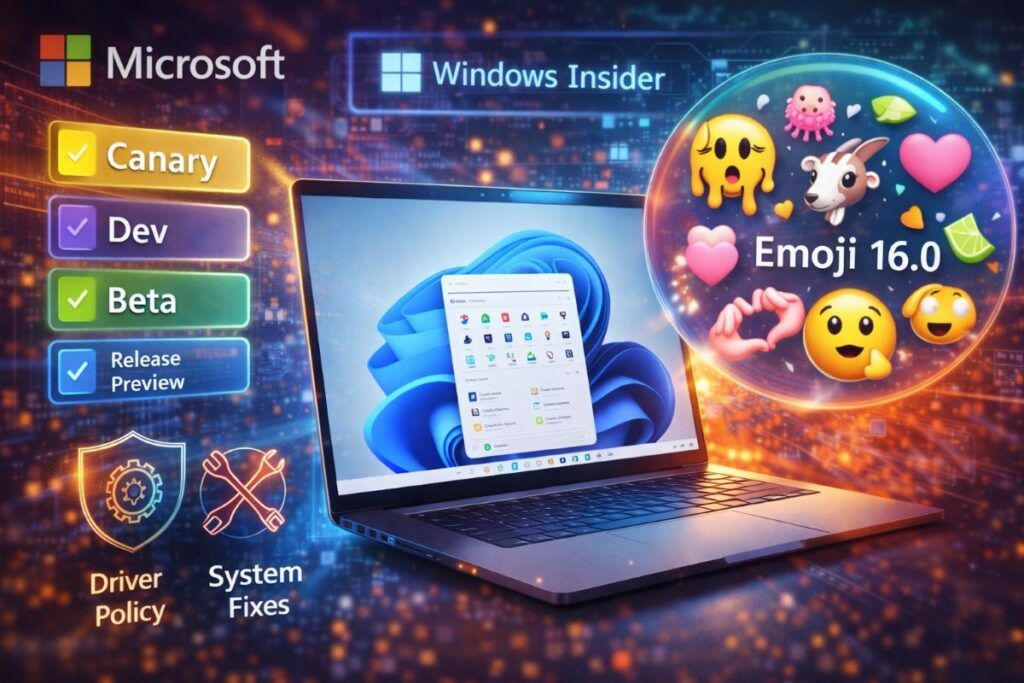 Novità e guai in Windows 11: arrivano le nuove emoji e la pulizia delle app, ma occhio ai bug su Samsung e Outlook 2 windows 11 insider preview marzo 2026 build canary dev beta