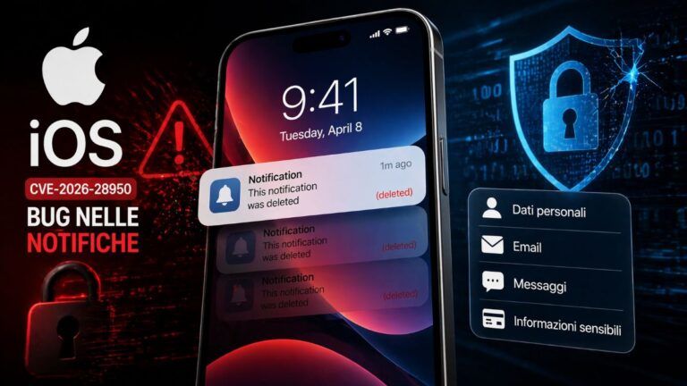 apple bug notifiche ios cve 2026 28950 messaggi eliminati signal