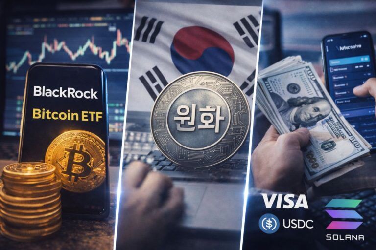 blackrock bitcoin corea sud token visa solana